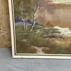 Aquarel Landschap In Lijst Zachte Kleuren Vintage thumbnail 4