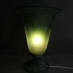 Vintage Italiaanse Groene Glazen Murano Scavo Lamp thumbnail 3