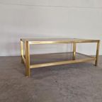Hollywood Regency Salontafel Goud Gerookt Glas thumbnail 2