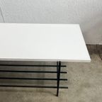 Vintage Salontafel, Wit Houten Blad Op Zwart Stalen Frame. 1970’s thumbnail 16
