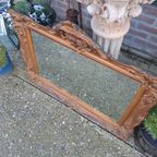 Oude Handgemaakte Kuif Spiegel Afm 86x60m Met Kuif 73cm Hoog thumbnail 4