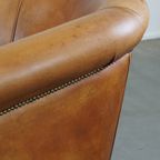 Schapenleren Clubfauteuil Met Een Correcte Afwerking Met Siernagels, In Goede Staat thumbnail 13