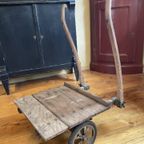 Vintage Industriele Houten Steekwagen Showkar Salontafel thumbnail 9