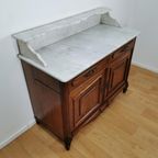 Vintage Antiek Dressoir Commode Ladekast, Badkamermeubel Met Marmer Blad 203 thumbnail 12