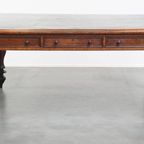 Grote, Unieke En Antieke Victoriaanse Engelse Eikenhouten Schrijftafel / Partner Desk thumbnail 5