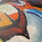 Mid Century Schilderij Geleefd Kunst Op Doek thumbnail 3