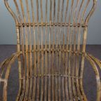 Gepatineerde Rotan Belse 8 Fauteuil Met Hoge Rug, Dutch Design, 1950 thumbnail 8