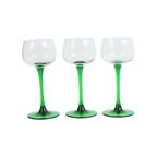 Set Van 6 Vintage Luminarc Elzas Wijnglazen Smalle Groene Voet thumbnail 10