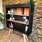 Zwarte Servieskast, Boekenkast, Displaykast thumbnail 6