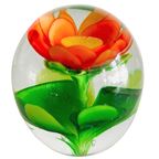 Vintage Murano Glas Presse Papier Oranje Bloem 1970’s thumbnail 2