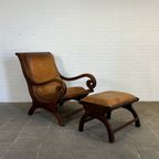 Vintage Colonial Lazy Chair + Ottoman Bruin thumbnail 2