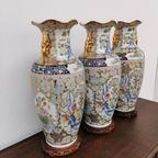 Vintage Oosterse Vazen Balustervazen, Canton Vaas Porselein thumbnail 10