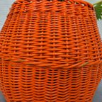 Xxl Oranje Rotan Mand. Vintage Ronde Rieten Opbergmand Etc. thumbnail 2