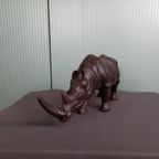 Grote Zeer Decoratieve Leren Neushoorn thumbnail 5