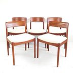 5 Vintage Deense Eettafel Stoelen Nieuw Gestoffeerd Teddy thumbnail 2