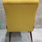 Vintage Fauteuil Jaren 50 Gele Stoel Gele Ribstof Herbekleed thumbnail 6