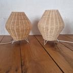 2 Rotan Atomic Stijl Tafellampen Ibiza Boho. thumbnail 5