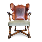 Rare Leather And Oak Wing Chair Designed By Theo Ruth For Artifort / F 297 From 1949 thumbnail 5