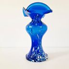 Mondgeblazen Vintage Blauwe Vaas Murano Stijl thumbnail 3