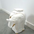 Witte Porseleinen Olifant Met Goud Plantentafel thumbnail 3