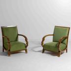 Art Deco Lounge Fauteuils Met Prachtig Gebogen Armleuningen En Voetbankjes, 1930S thumbnail 8