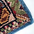 Handgeknoopt Wollen Smyrna Tapijtje. Vintage. 39x57 thumbnail 10