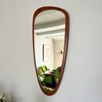 Vintage Midcentury Spiegel Ovaal Met Hoeken - Teak(fineer) thumbnail 4