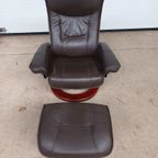 Verstelbare Bruin Leren Relaxfauteuil Met Voetenbank thumbnail 2