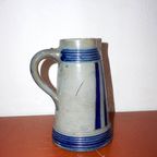 Vintage German Salt-Glazed  Stoneware Jug * Rustic Blue And Gray Stein Pitcher * Vase* 22Cm thumbnail 6