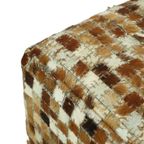 Vintage Vierkante Poef Geitenleer Patchwork Mozaïek Patroon thumbnail 6