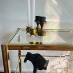 Unieke Messing Trolley. Serveerwagen. Hollywood Regency Serveer Kar. Sidetable Brass. thumbnail 3