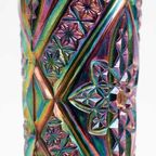Cilindrische Antieke Gefacerteerde Vaas - Carnival Glass Circa 1910 thumbnail 5