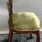 Pretty Antique Chairs Covered With Almond Green Velvet. thumbnail 6