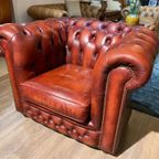 Engelse Bendic Chesterfield Club Fauteuil In Oxblood Rood Volnerf Leer thumbnail 4