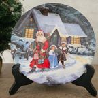 Kerst Bord Kerstman Met Kinderen 20 Cm thumbnail 2