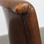 Set Van 6 Nette Eetkamerstoelen Gemaakt Van Schapenleer In Een Warme Cognac Kleur thumbnail 13