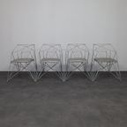4x Geometric Wire Frame Dining Chairs, Rare thumbnail 9