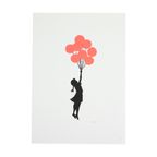 Offset Litho Naar Banksy Flying Balloon Girl 132/150 Kunstdruk thumbnail 2