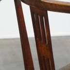 Unieke En Karaktervolle Set Van 6 Originele Antieke Hollandse Leren Eetkamerstoelen thumbnail 21