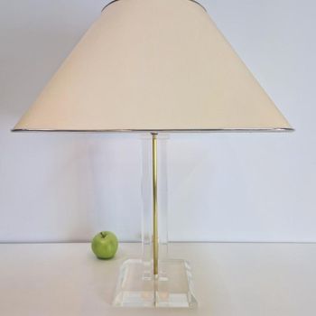 Vintage Tafellamp Plexiglas Messing Italië ‘70 Regency Lamp