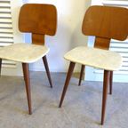 Prachtige Rode Bruine Witte Vintage Retro Formica Stoelen thumbnail 15