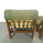 Groen Leren Stoel Met Eiken Hout Vintage Fauteuil thumbnail 9