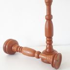 * 2 Vintage Kandelaar Oude Houten Kandelaars thumbnail 3