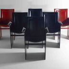 Zes Postmodernistische Design "Solaria" Stoelen Van Arrben, Italië Uit 1980 In Leer thumbnail 4