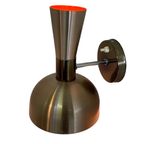 Vintage Herda Wall Mounted Lamp - Model: Diabolo - Champagne Metal Exterior, Orange On The Inside thumbnail 2