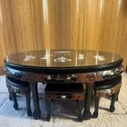Chinese Chinoiserie Zwarte Parelmoer Koffietafel Salontafel thumbnail 5