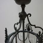 Grote Antieke Franse Bronzen Hallantaarn Hanglamp thumbnail 6