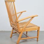 Vintage Fauteuil Beuken Hout Biezen Spijlstoel ’60 Japandi thumbnail 8