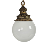 Vintage - Hollywood Regency Stijl - Hanglamp - Bollamp - Verguld - Art Deco - Opaalglas - 1970'S thumbnail 12