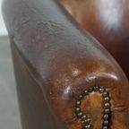 Correct Afgewerkte Stoere Cognac-Kleurige Schapenleren Clubfauteuil Met Een Tijdloze Uitstraling thumbnail 10